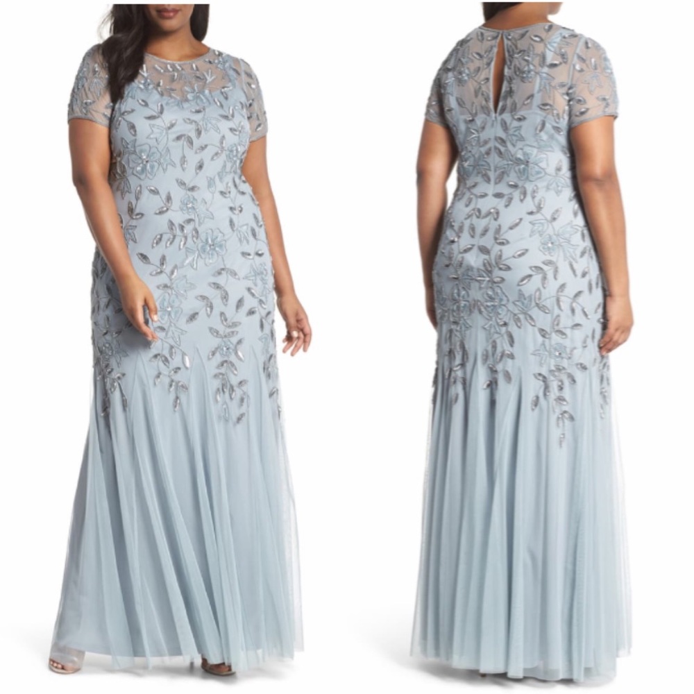 Adrianna Papell Long Beaded Godet - Picture 4 of 14